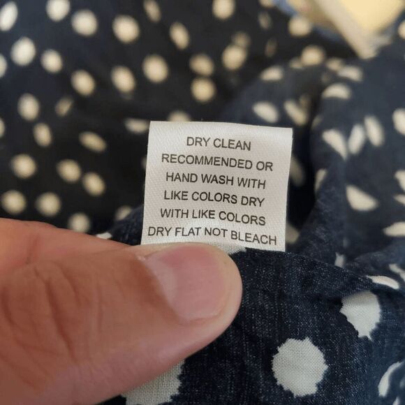 Anthropologie Maeve Women's Polka Dot Navy White Front Button Long Sleeve Top M - Picture 7 of 7